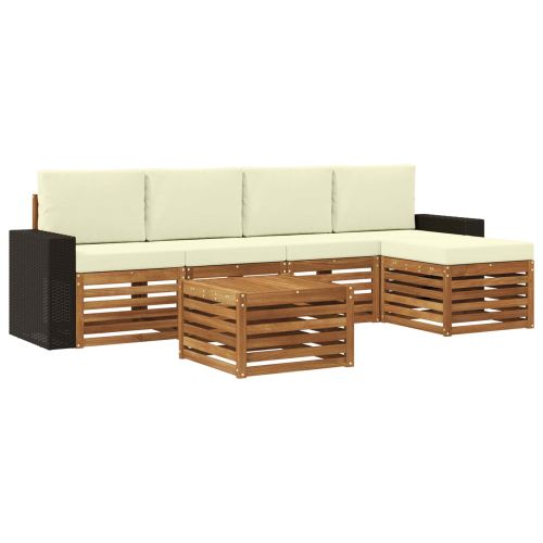 Комплект дивани за открито 6 pcs Натурален и Крема