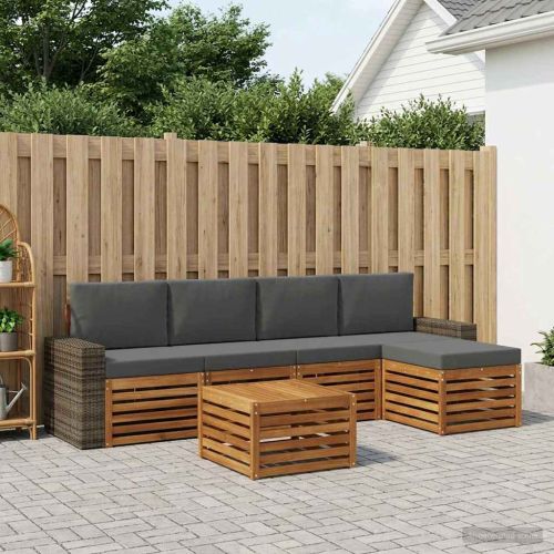 Комплект дивани за открито 6 pcs Натурален и Антрацит