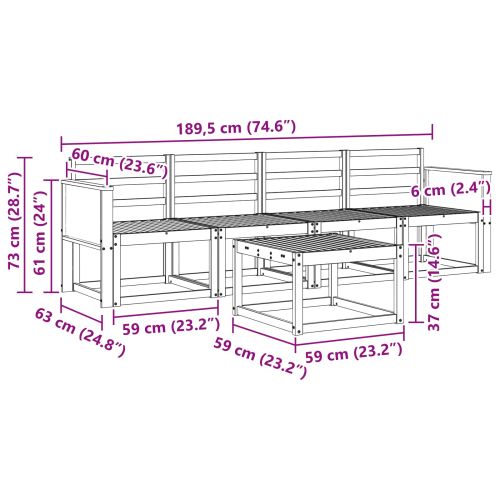 Комплект дивани за открито 5 pcs Натурално