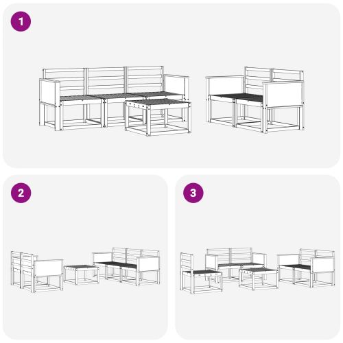 Комплект дивани за открито 6 pcs Натурално