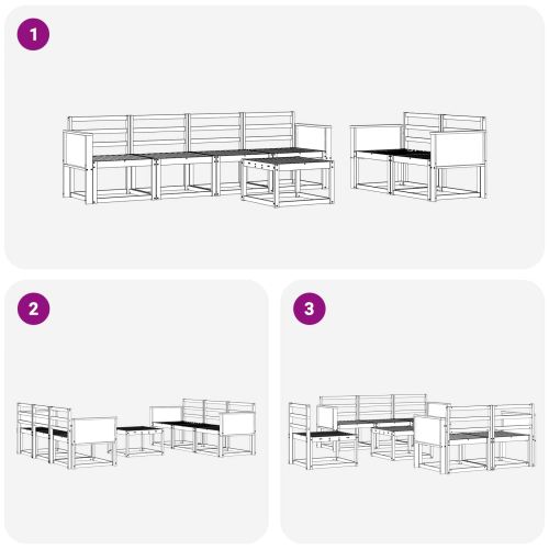 Комплект дивани за открито 7 pcs Натурално