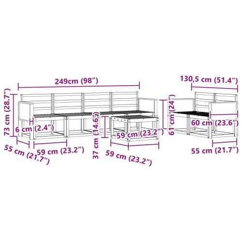 Комплект дивани за открито 7 pcs Натурално