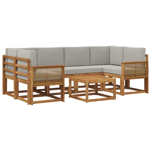 Комплект дивани за открито 7 pcs Натурално и светлосиво