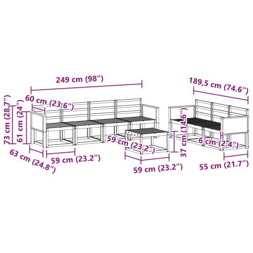 Комплект дивани за открито 8 pcs Натурално