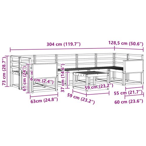 Комплект дивани за открито 8 pcs Натурално