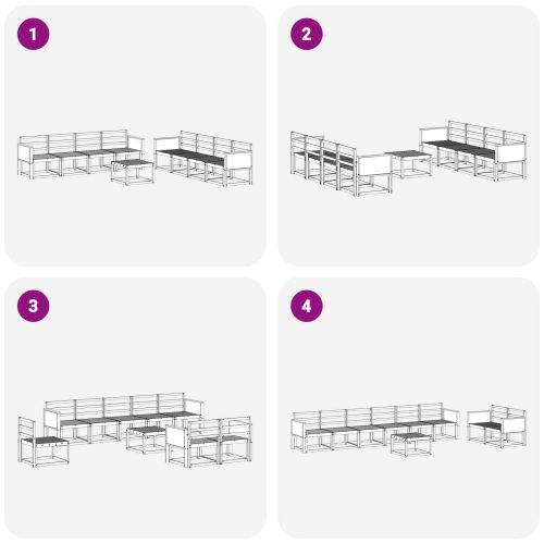 Комплект дивани за открито 9 pcs Натурално