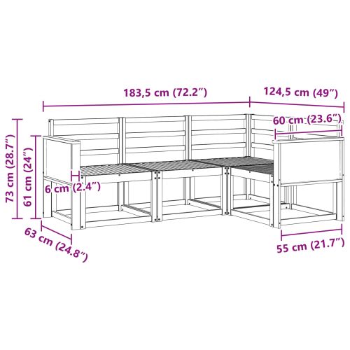 Комплект дивани за открито 4 pcs Натурално