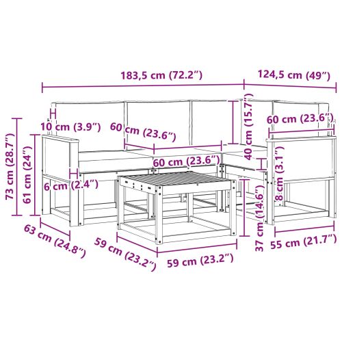 Комплект дивани за открито 5 pcs Натурален и Крема Полиестер
