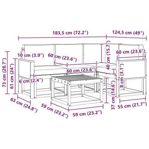 Комплект дивани за открито 5 pcs Натурален и Антрацит Полиестер