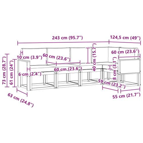 Комплект дивани за открито 5 pcs Натурален и Бежов Полиестер