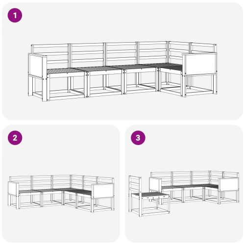 Комплект дивани за открито 5 pcs Натурално