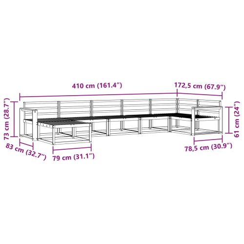 Комплект дивани за открито 7 pcs Бяло Солидно акациево дърво