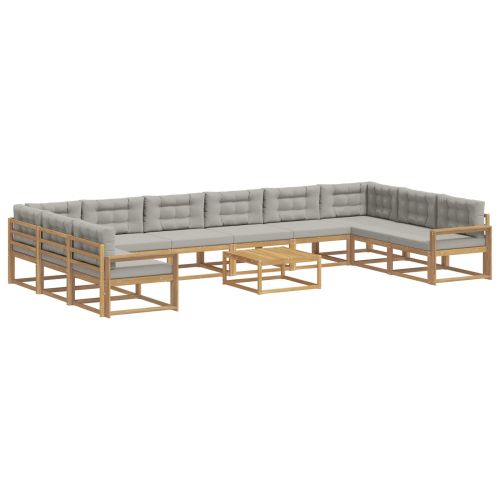 Комплект дивани за открито 11 pcs Бяло и светлосиво