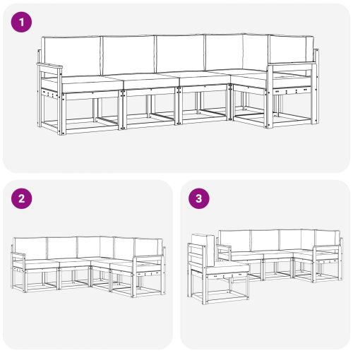 Комплект дивани за открито с възглавница 5 pcs Бяло и Бежово
