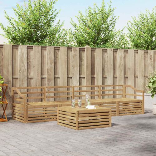 Комплект дивани за открито 5 pcs Бяло Солидно акациево дърво