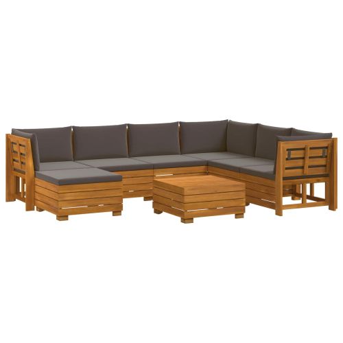 Комплект дивани за открито 8 Брой Кафяво Солидно акациево дърво