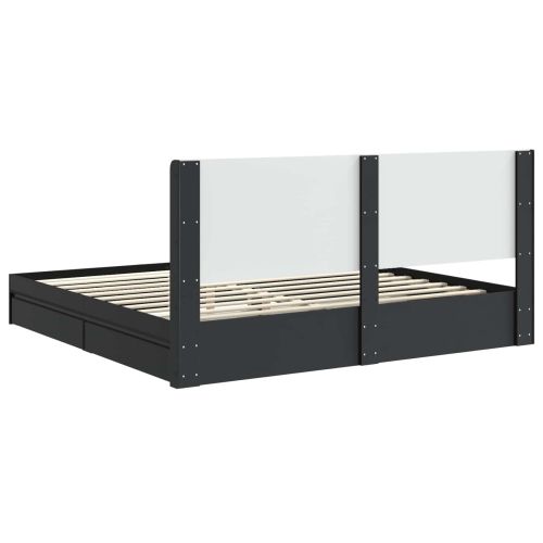 Рамка за легло с място за съхранение и табла Черно 200 x 200 cm
