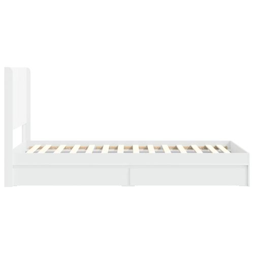 Рамка за легло с място за съхранение и табла Бяло 75 x 190 cm