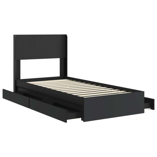 Рамка за легло с място за съхранение и табла Черно 100 x 200 cm