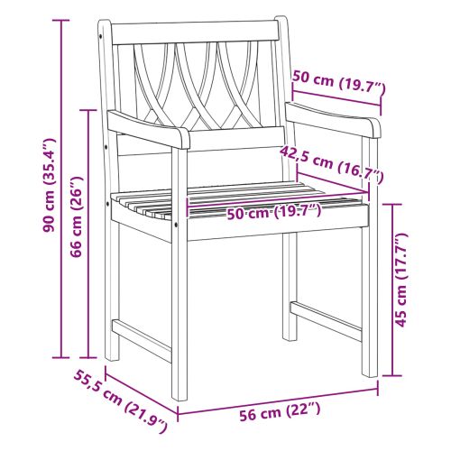 Външна пейка 4 pcs Натурално 56 х 55,5 х 90 см