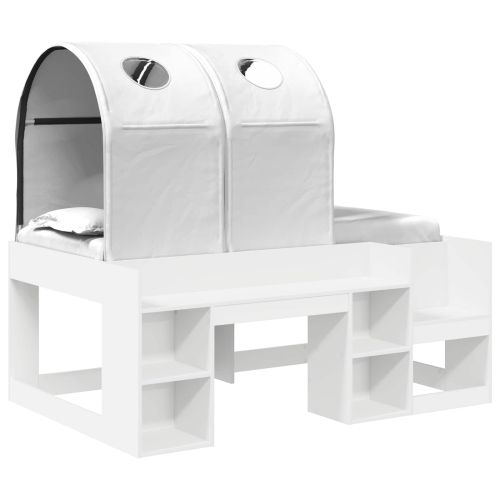 Легло с тунел 4 pcs Бяло Инженерна дървесина
