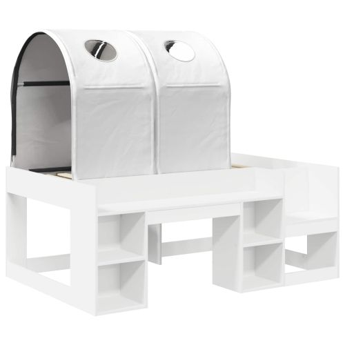 Легло с тунел 4 pcs Бяло Инженерна дървесина