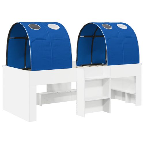 Легло с тунел 4 pcs Бяло и синьо Инженерна дървесина