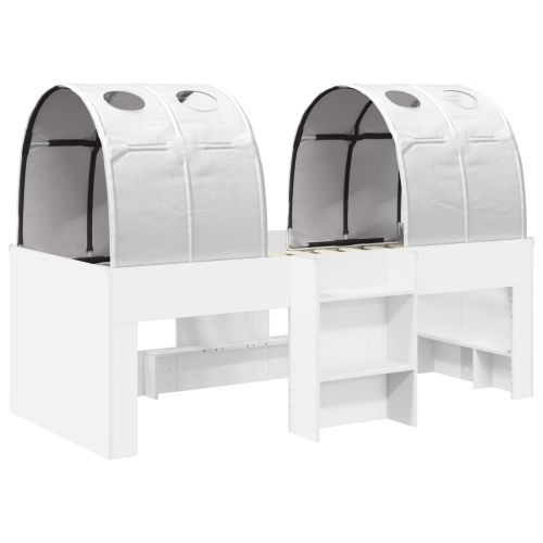 Легло с тунел 4 pcs Бяло Инженерна дървесина