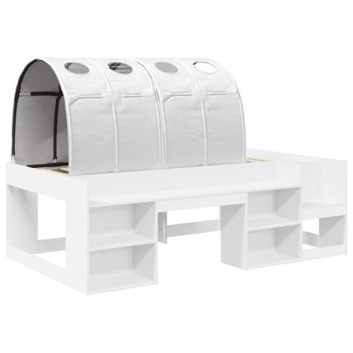 Легло с тунел 4 pcs Бяло Инженерна дървесина