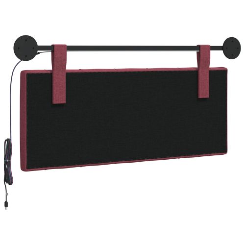 Табла за легло висяща С LED осветление Виненочервен Текстил
