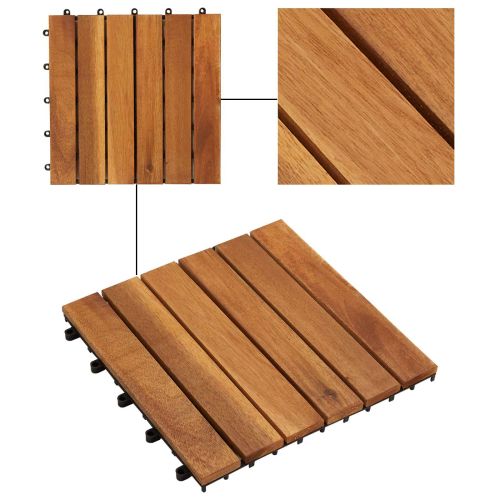 Плочка за decking 30 pcs Кафяво 30 x 30 cm Дърво от Акация