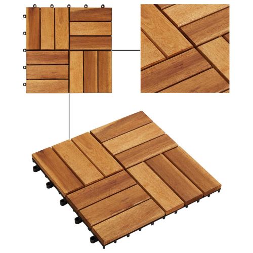 Плочка за decking 20 pcs Кафяво 30 x 30 cm Дърво от Акация