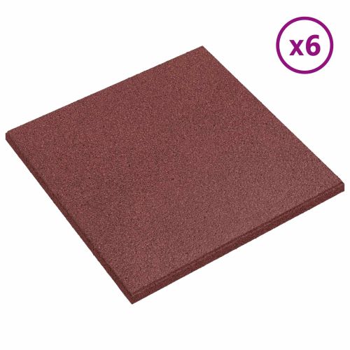 Плочки за защита при падане 12 pcs Червено 50 x 50 cm Каучук