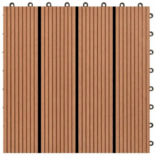 Плочка за decking 22 pcs Кафяво 30 x 30 cm WPC