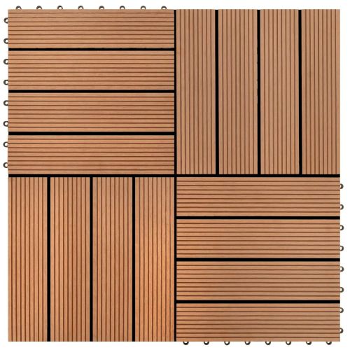 Плочка за decking 22 pcs Кафяво 30 x 30 cm WPC
