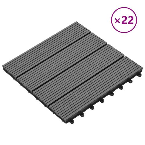 Плочка за decking 22 pcs Сиво 30 x 30 cm WPC