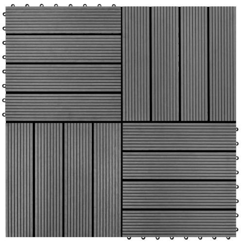 Плочка за decking 22 pcs Сиво 30 x 30 cm WPC