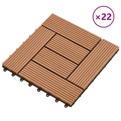 Плочка за decking 22 pcs Кафяво 30 x 30 cm WPC