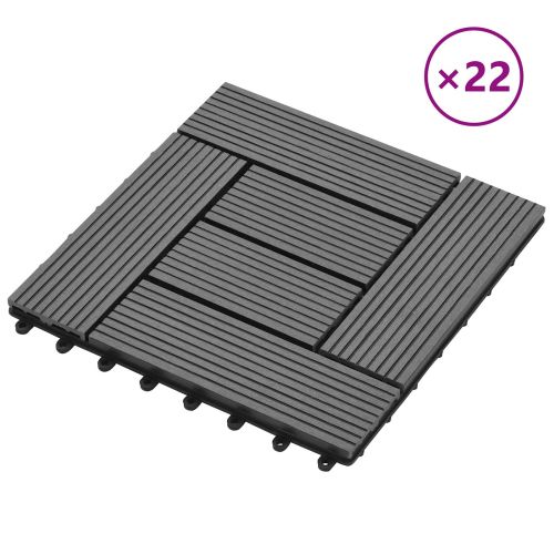 Плочка за decking 22 pcs Сиво 30 x 30 cm WPC