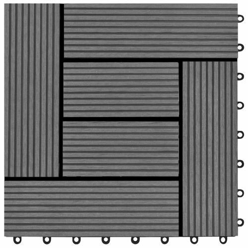 Плочка за decking 22 pcs Сиво 30 x 30 cm WPC