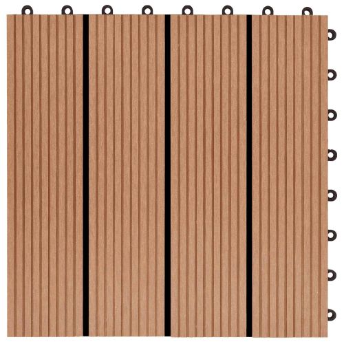 Плочка за decking 22 pcs Тик 30 x 30 cm WPC