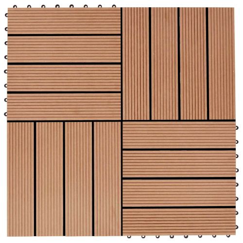 Плочка за decking 22 pcs Тик 30 x 30 cm WPC