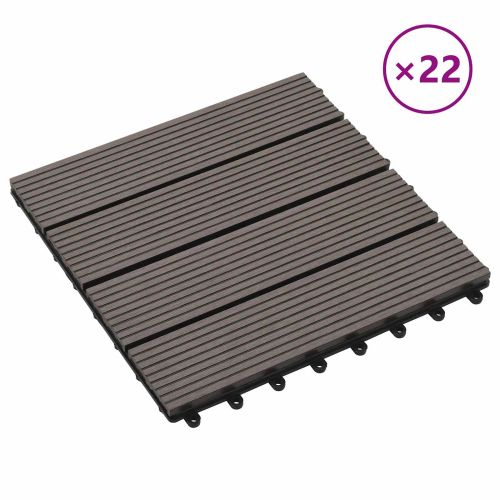 Плочка за decking 22 pcs Тъмен кафяв 30 x 30 cm WPC
