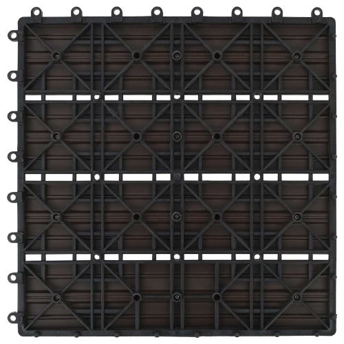 Плочка за decking 22 pcs Тъмен кафяв 30 x 30 cm WPC