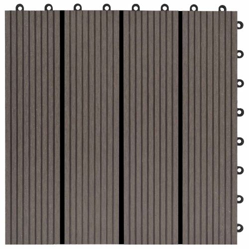 Плочка за decking 22 pcs Тъмен кафяв 30 x 30 cm WPC