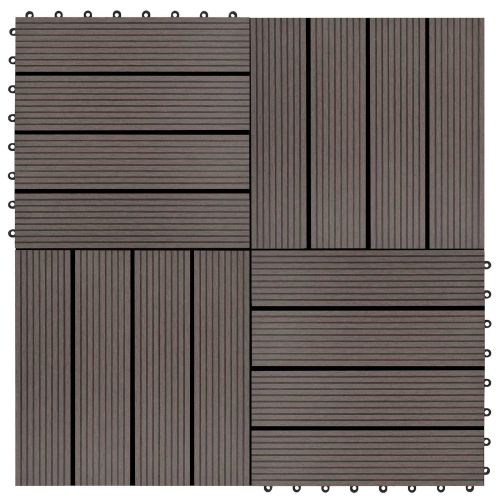 Плочка за decking 22 pcs Тъмен кафяв 30 x 30 cm WPC