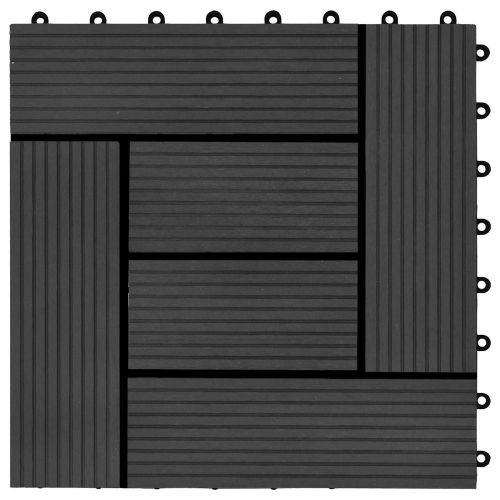 Плочка за decking 22 pcs Черно 30 x 30 cm WPC