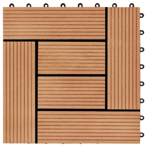 Плочка за decking 22 pcs Тик 30 x 30 cm WPC