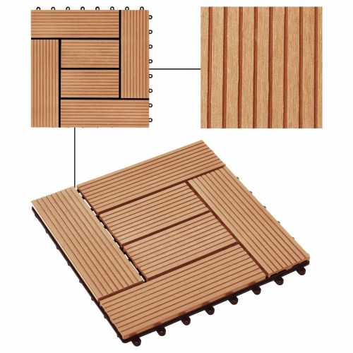 Плочка за decking 22 pcs Тик 30 x 30 cm WPC