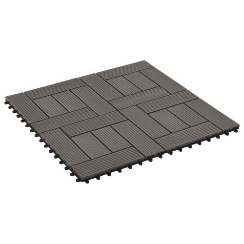 Плочка за decking 22 pcs Тъмен кафяв 30 x 30 cm WPC